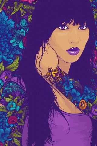 Девушка с цветочной тату обои