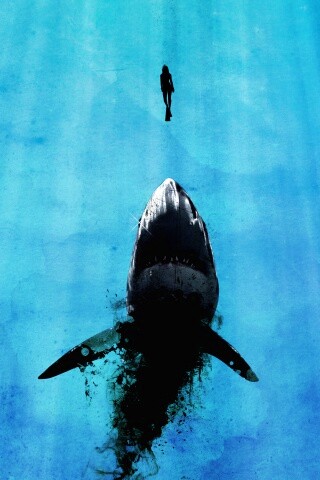 Акула гонится за человеком обои