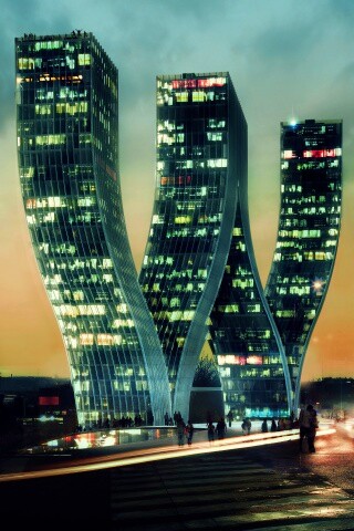 Здание в форме буквы W обои