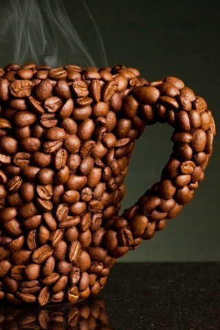 Кружка из кофейных зерен обои