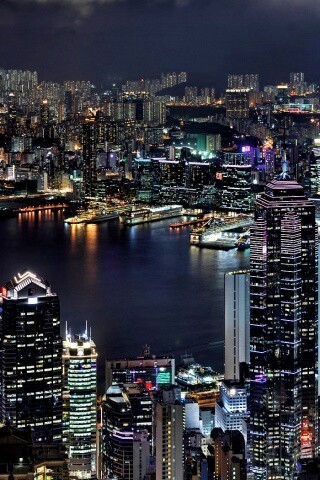 Небоскребы ночью обои