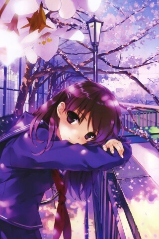 Девушка среди лепестков сакуры обои