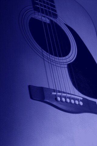 Акустическая гитара в синих тонах обои