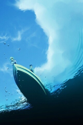 Катер и водная черепаха обои