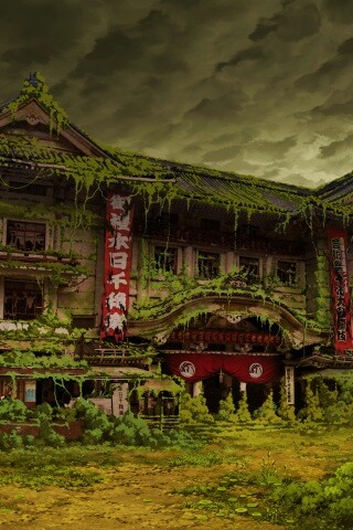 Заброшенное японское здание обои