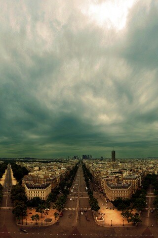 Париж широкоугольным объективном обои