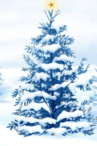 Украшенная ёлочка в лесу обои