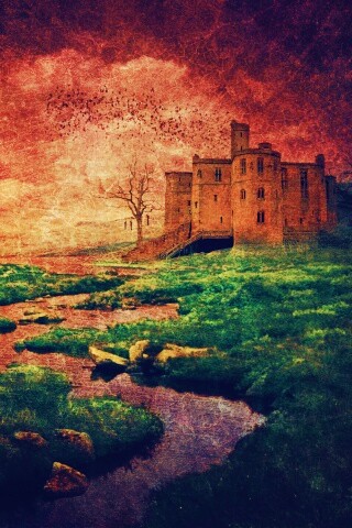 Старинный пейзаж с замком обои