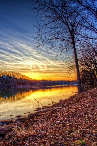 Осенний закат обои