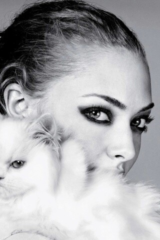 Девушка с кошкой обои