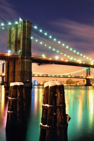 Бруклинский мост зимой HDR обои
