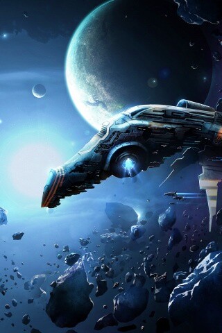Космические корабли в поясе метеоритов обои