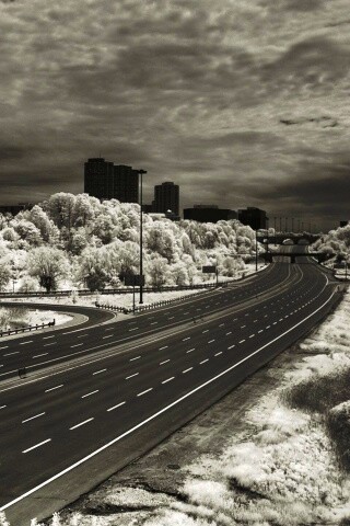 Черно-белое шоссе обои