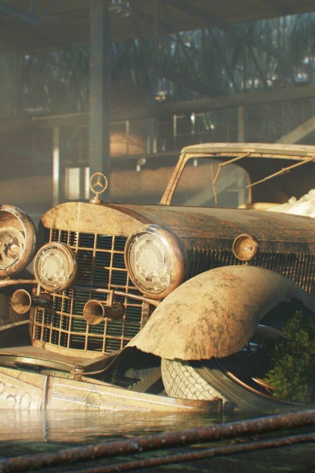 Гниющий ретро мерседес обои