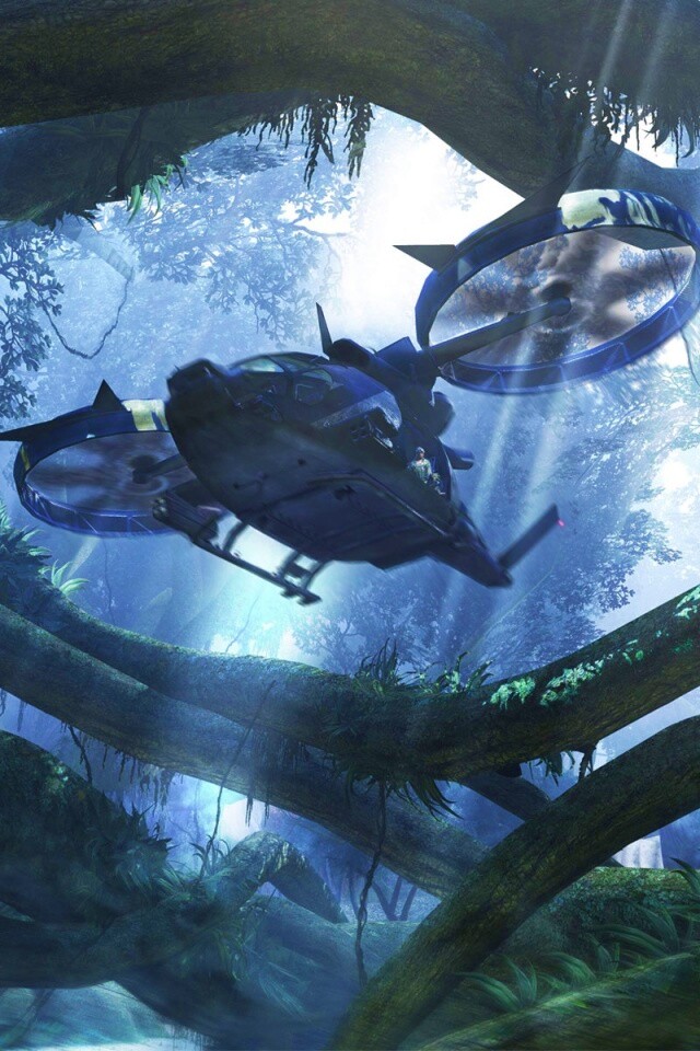 Вертолет в инопланетных джунглях обои