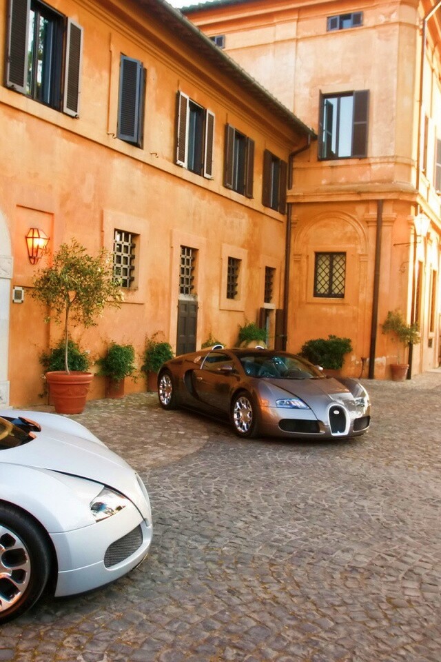Два Бугатти у дома обои