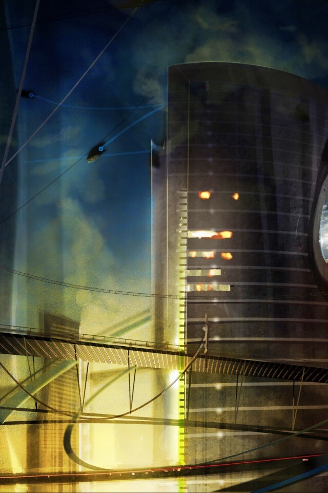 Выброс в городе будущего обои