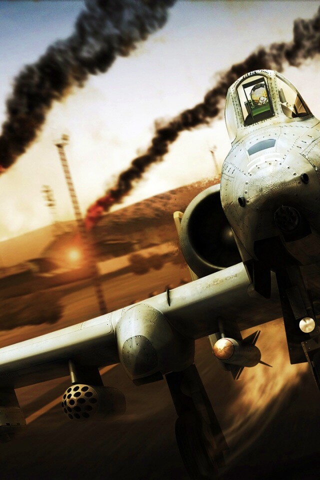 Самолет взлетает с атакованного аэродрома обои