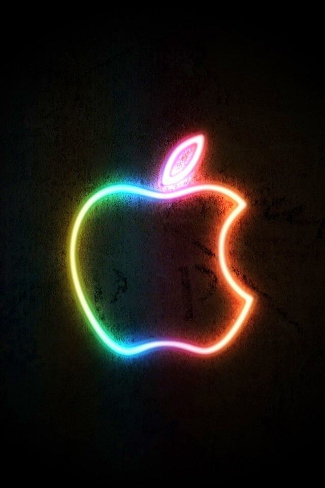 Неоновое лого Эпл обои