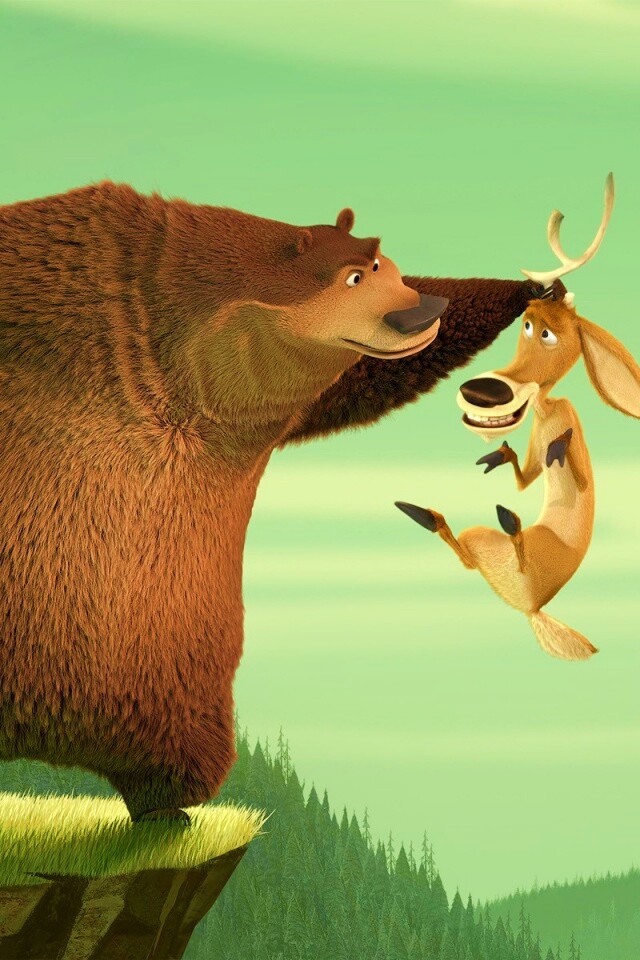 Медведь прессует оленя обои