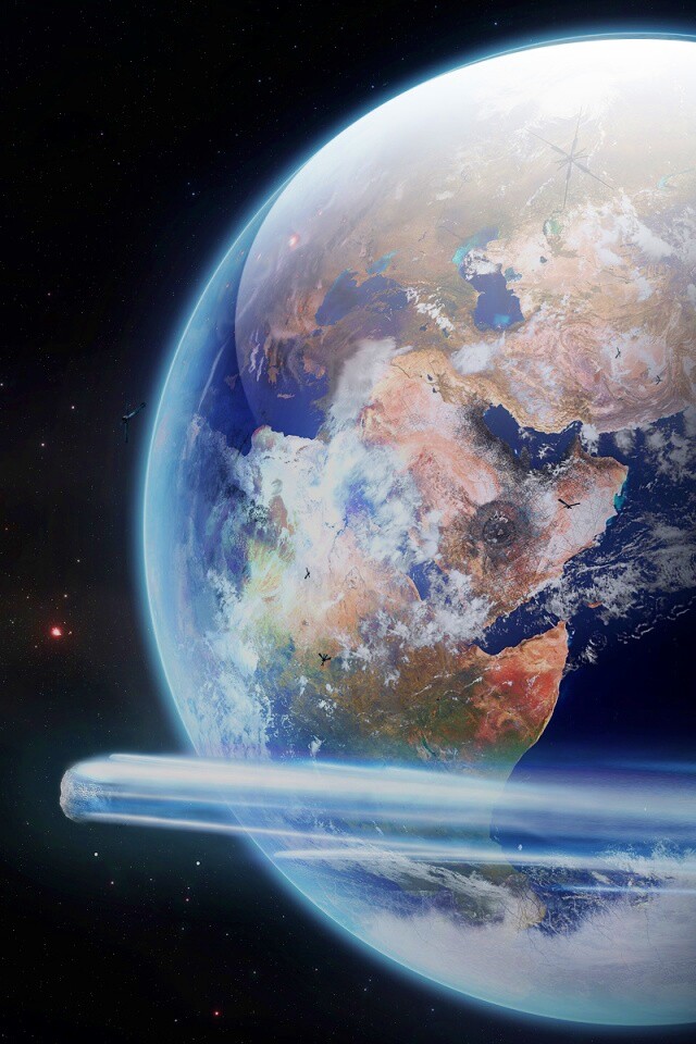 Метеорит пролетает мимо Земли обои