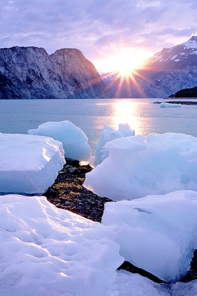 Зимнее горное озеро обои