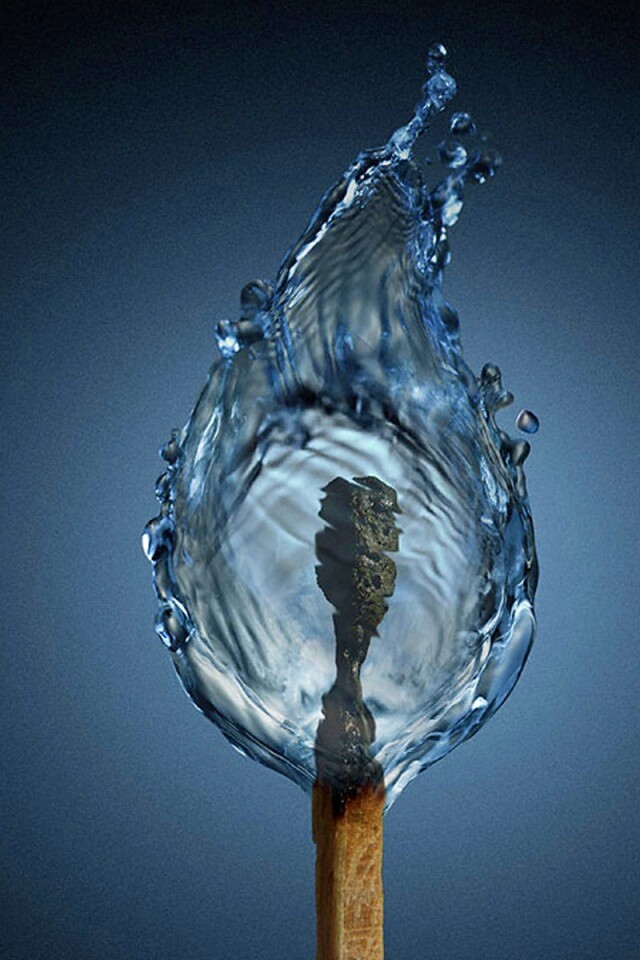 Водяное пламя спички обои