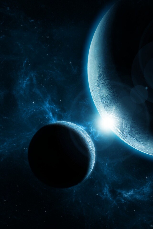 Планета и спутник обои