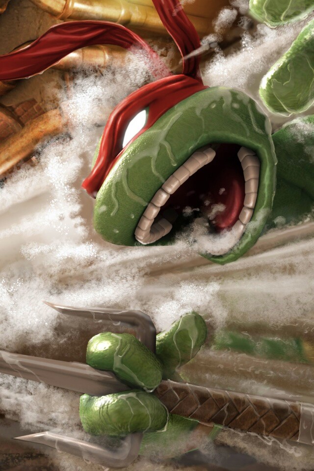 Рафаэля и Леонардо смывает водой обои