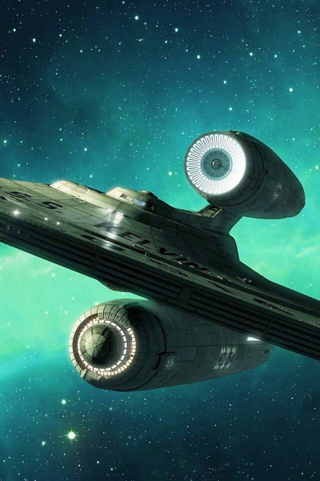 Космический корабль с двумя двигателями обои