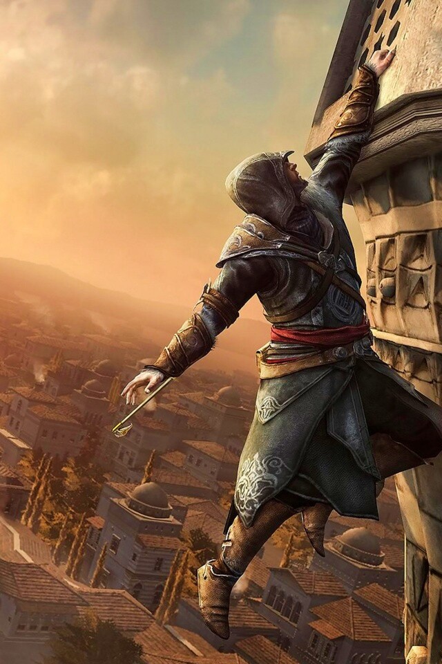Ассасин лезет на башню обои