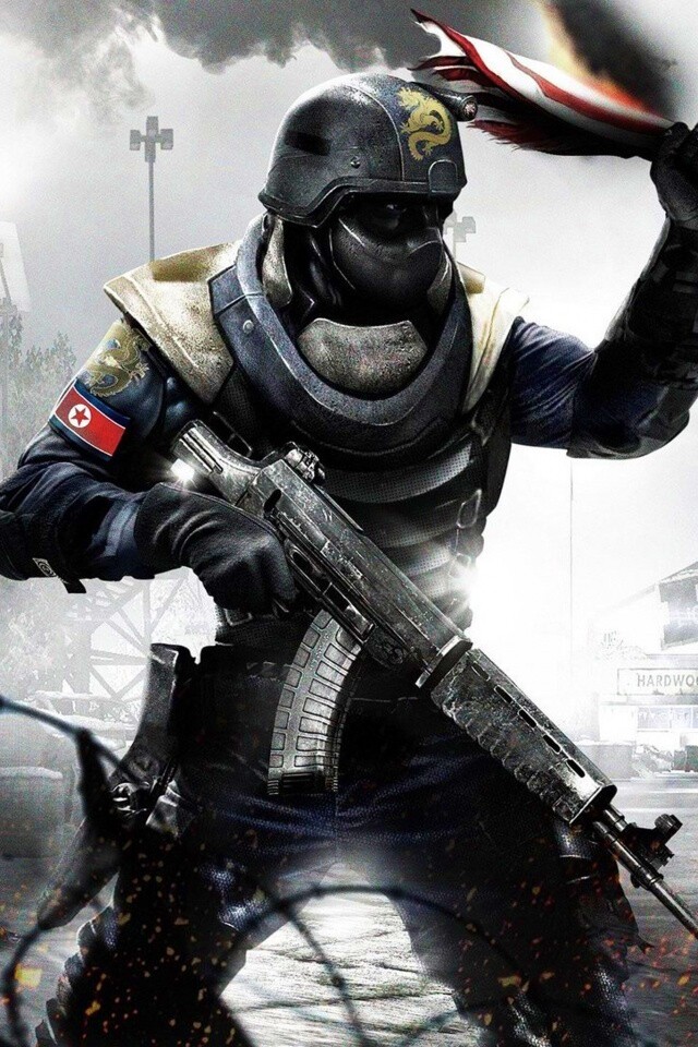 Китайский солдат жжет американский флаг обои