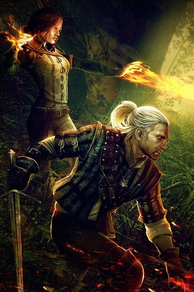 Геральт и Трисс в бою обои