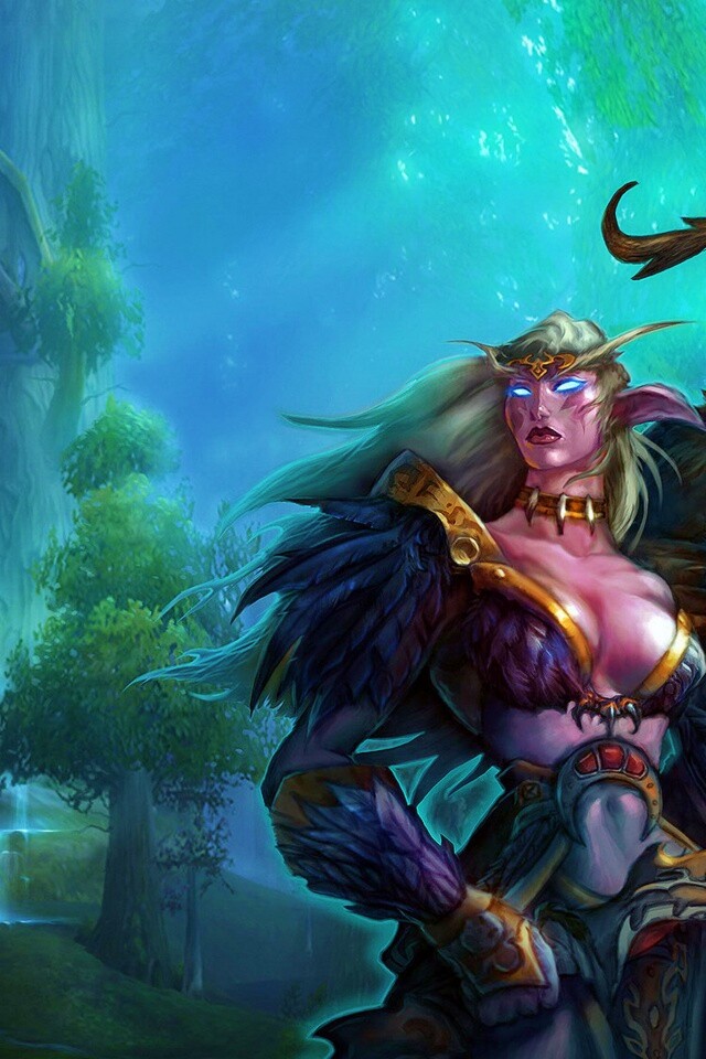 Тёмная эльфика в лесу обои