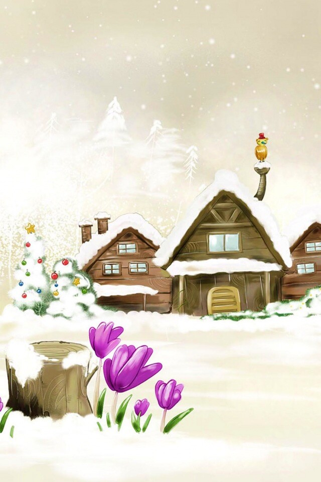 Деревня в новый год обои