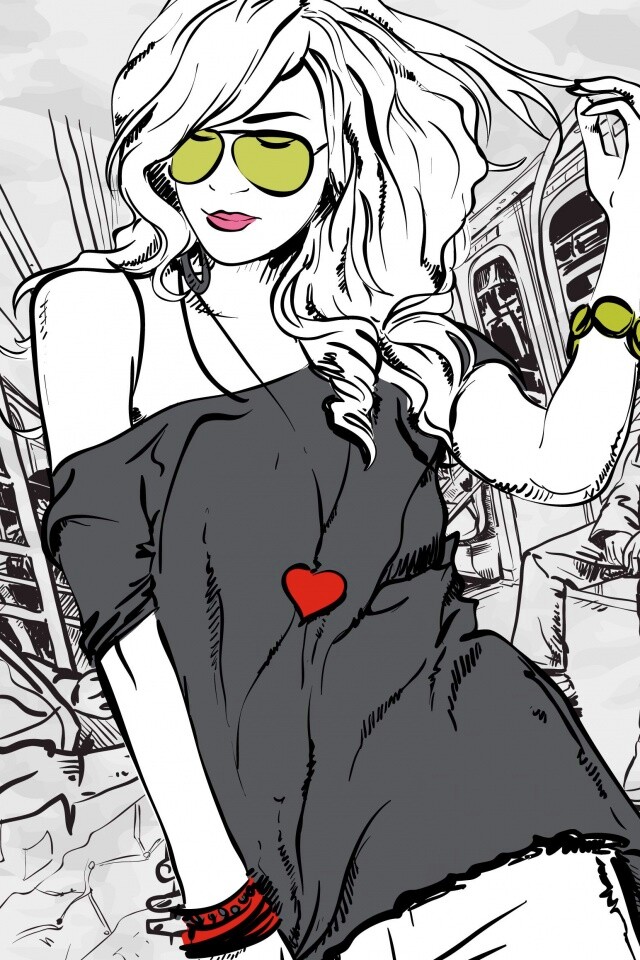 Стильная девушка в метро обои