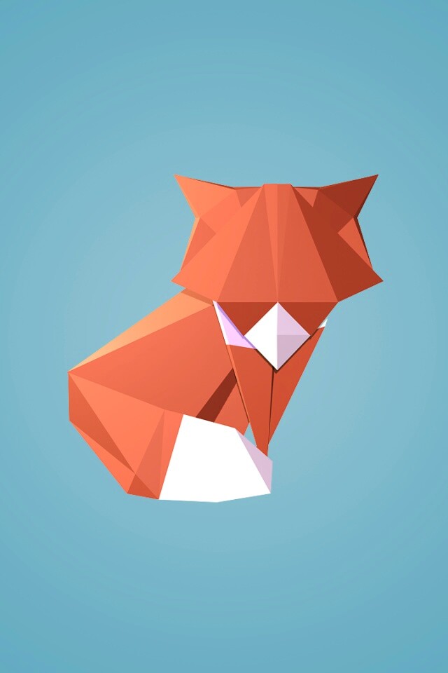 Origami fox обои