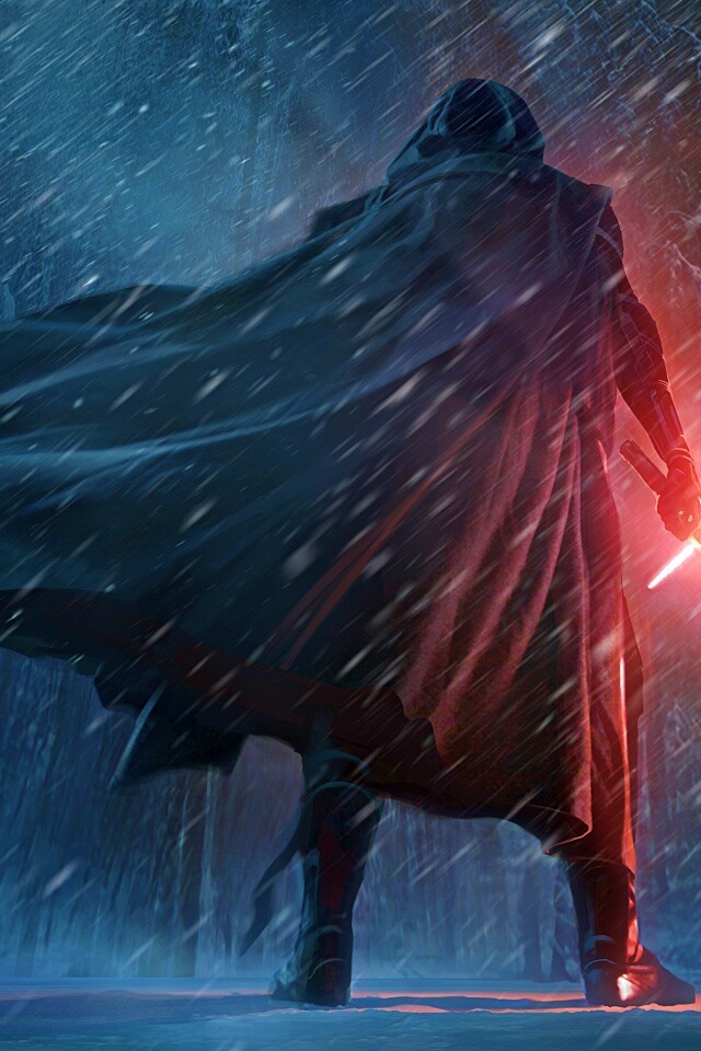 Кайло Рен в зимнем лесу обои