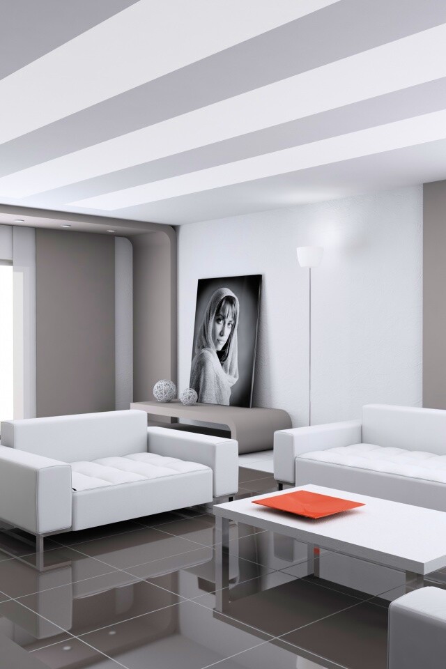 Белая гостинная обои