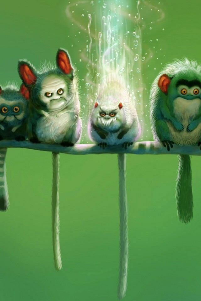 Существа на ветке обои