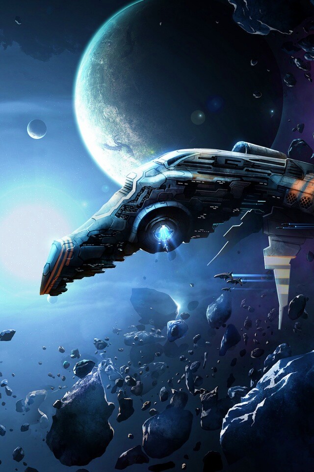 Полет в астероидах обои