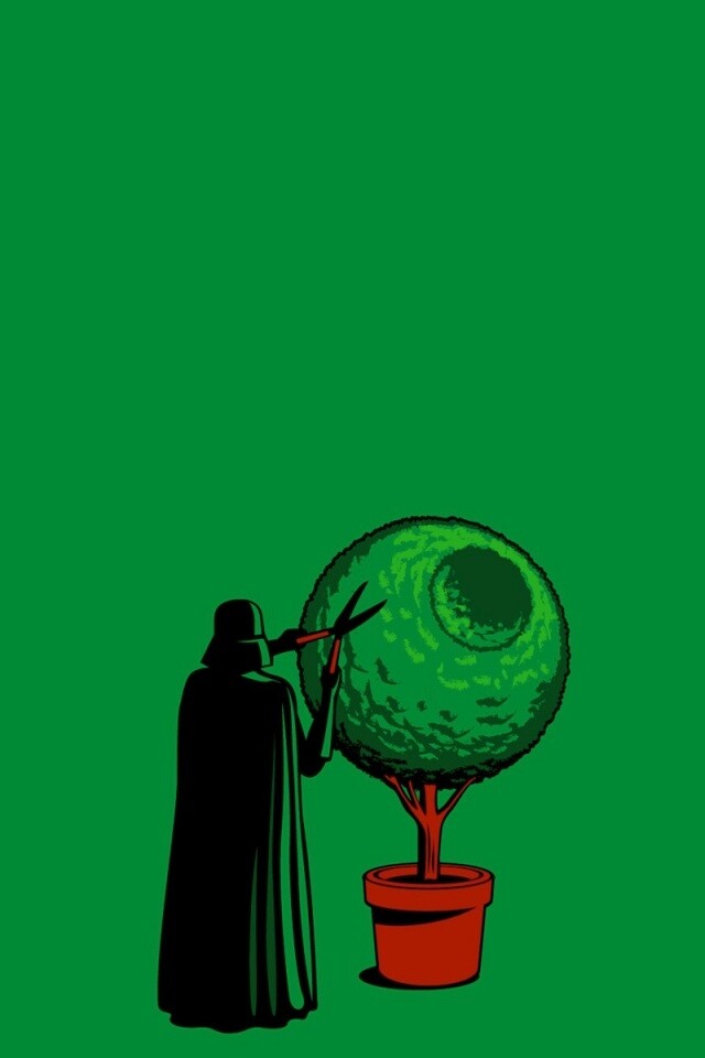 Дарт Вейдер постригает куст обои