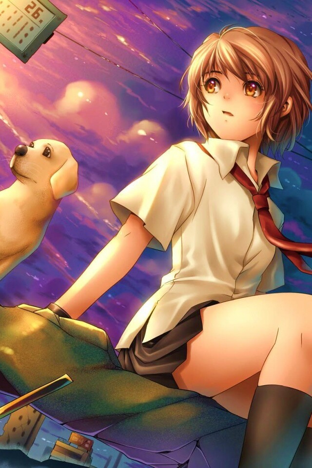 Девочка с собакой обои