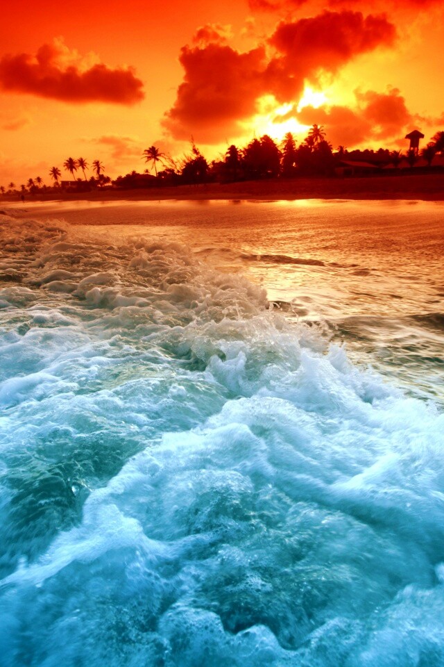 Огненный пляж обои