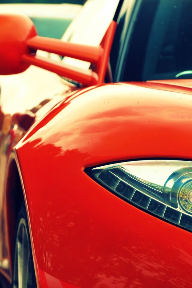 Череда красных автомобилей обои