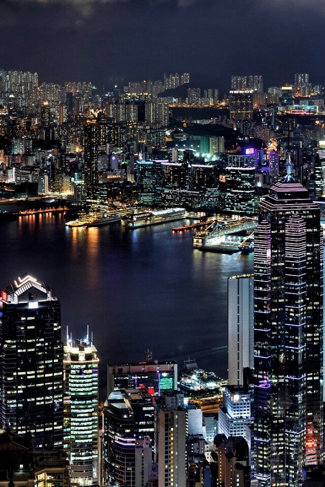 Небоскребы ночью обои