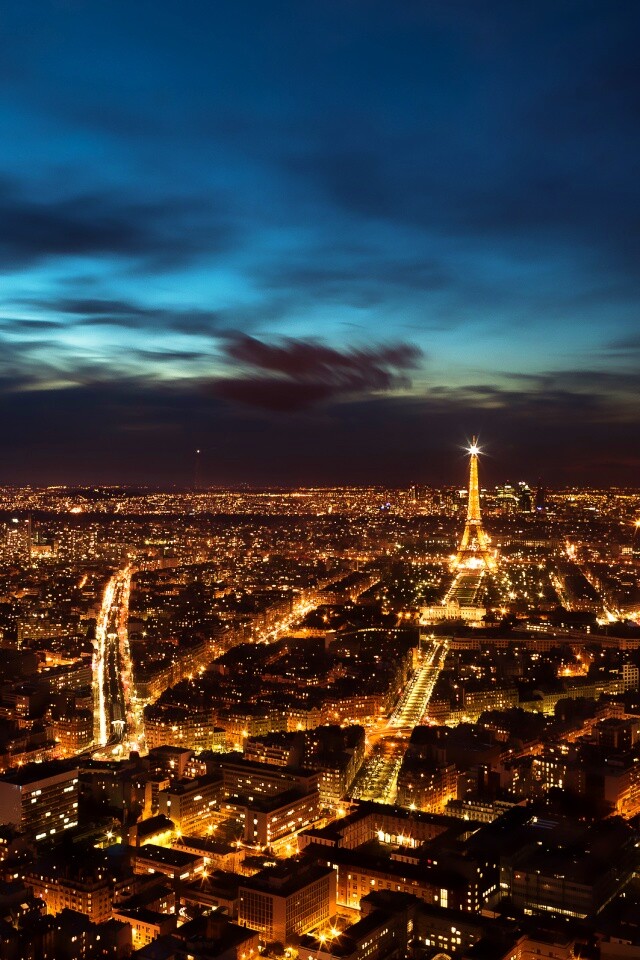 Вид на ночной Париж обои