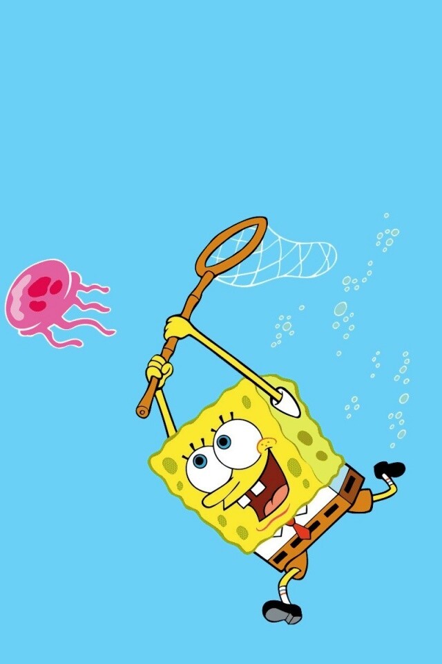 Губка Боб гонится за медузой обои