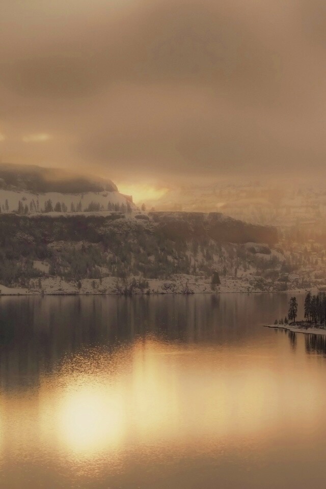 Озеро зимой обои