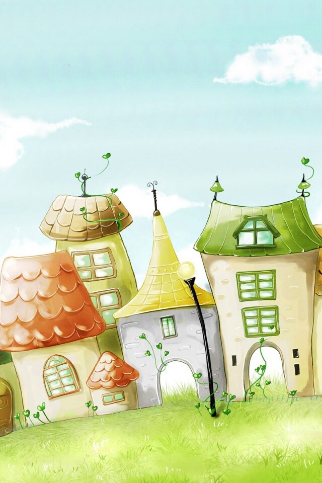 Мультяшный городок обои